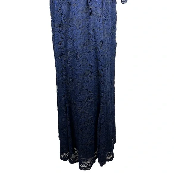 Kiyonna Nocturnal Navy Maxi Screen Siren Lace Formal Evening Gown Size 2X(18-20) - Picture 9 of 16